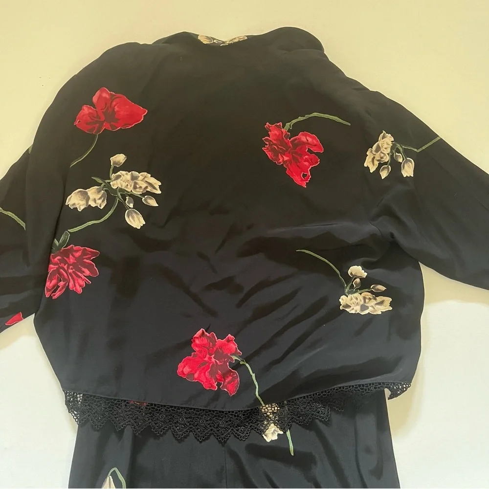 Vintage Carol Anderson Black Floral Two Piece Dress & Jacket set size medium - Picture 5 of 8